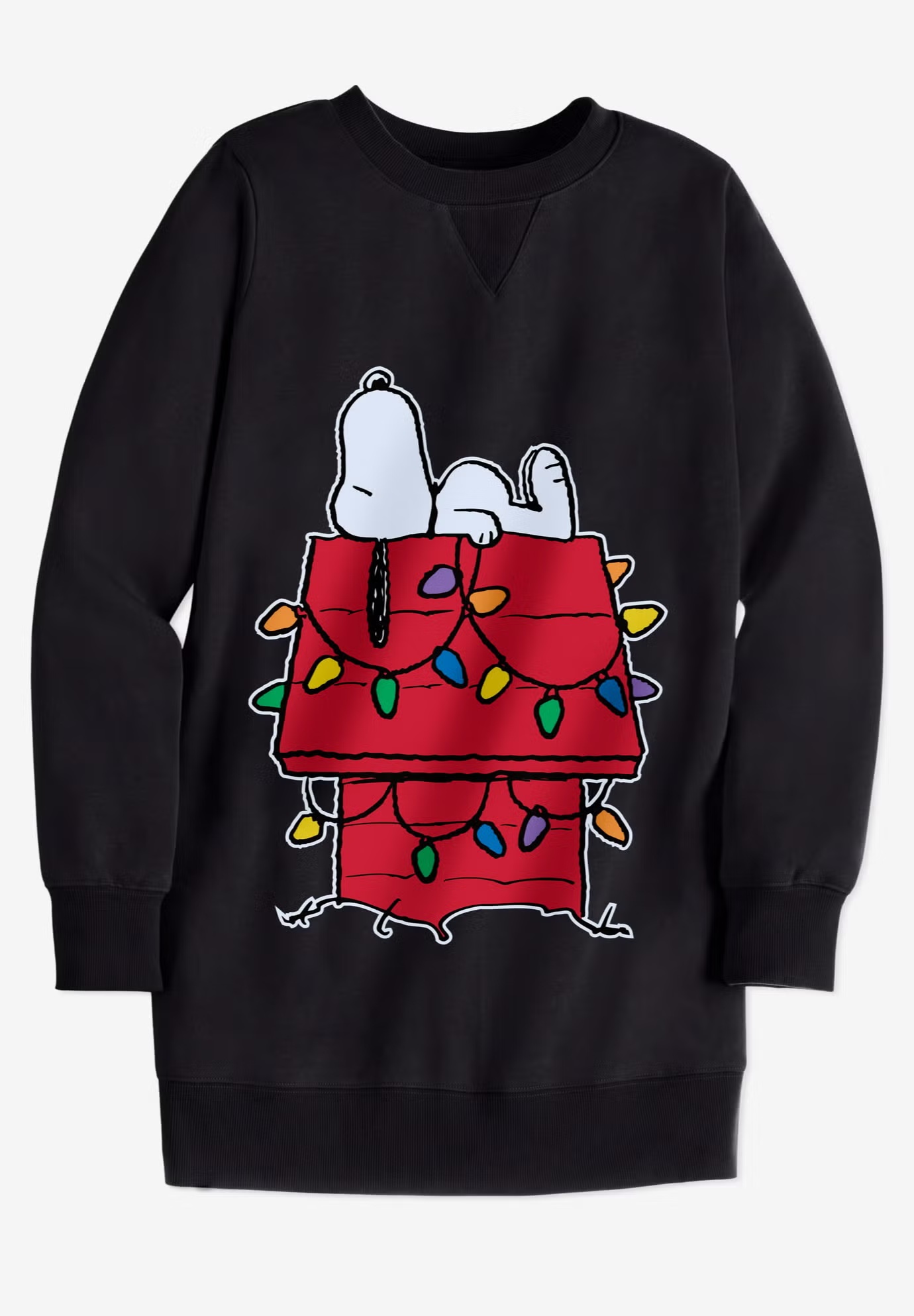 Peanuts Women's Crewneck Sweatshirt Black XMAS Snoopy 3 Peanuts Women's Crewneck Sweatshirt Black XMAS Snoopy