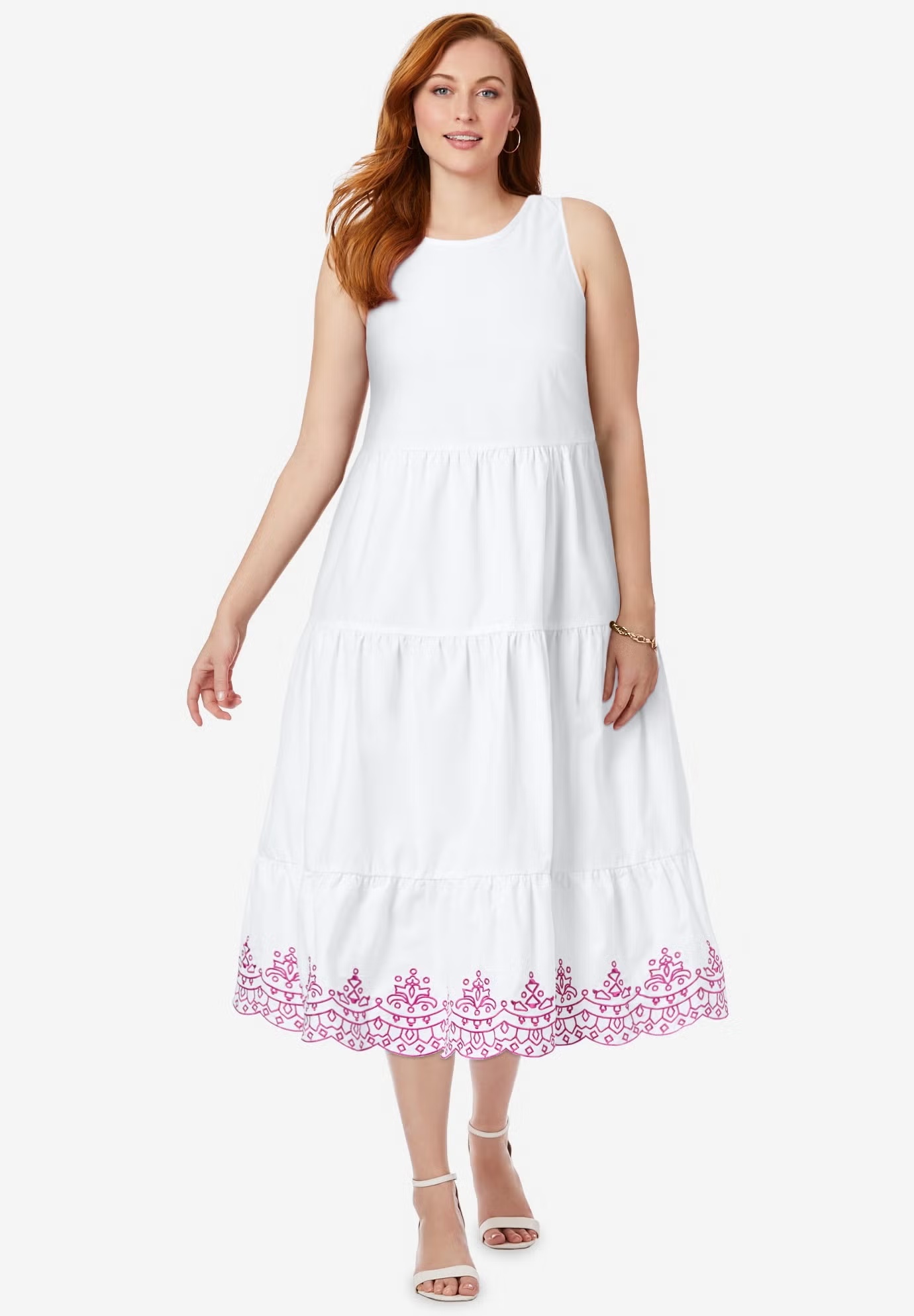 Sleeveless Eyelet Poplin Dress