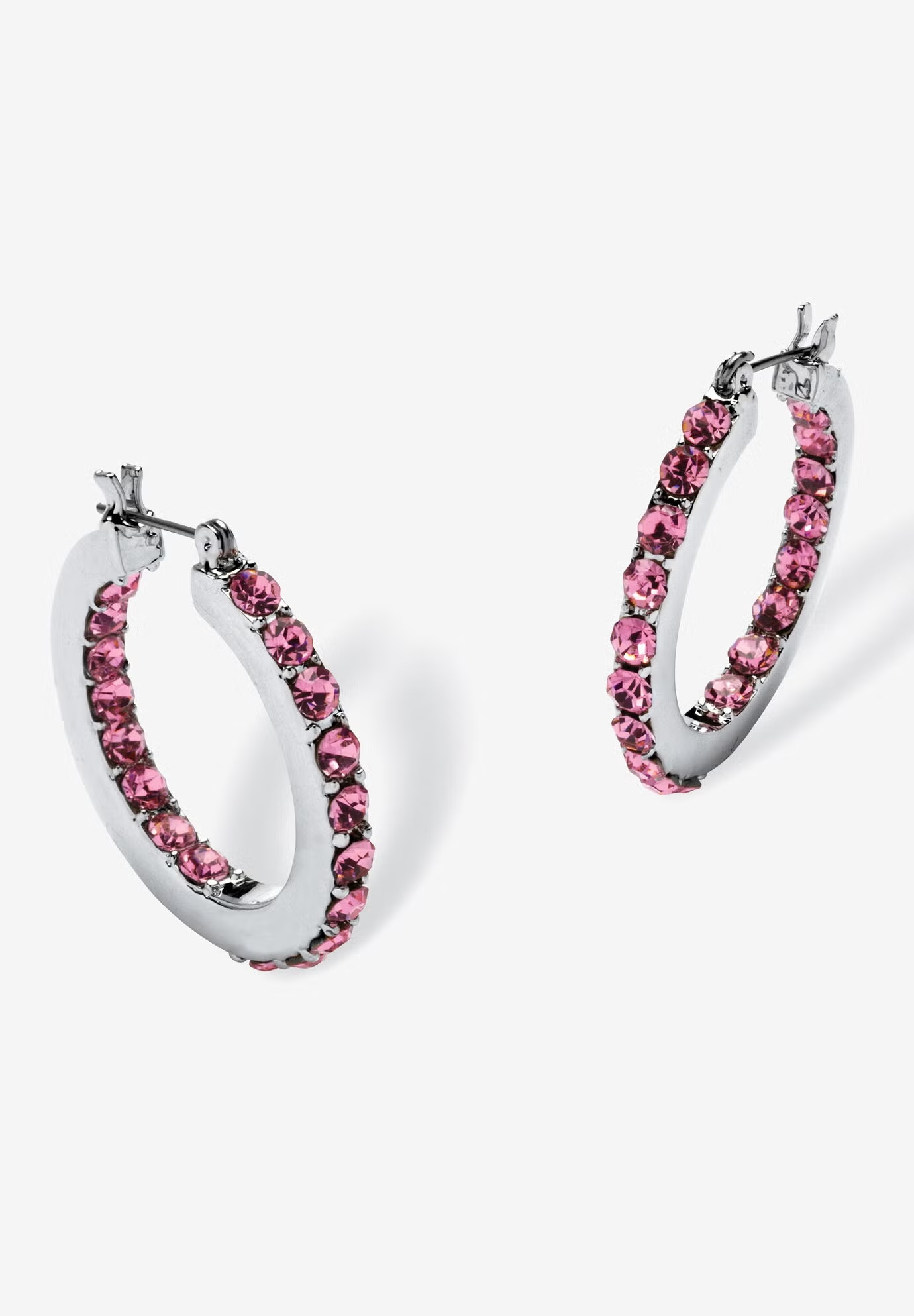 Birthstone Inside-Out Hoop Earrings In Silvertone (31Mm)