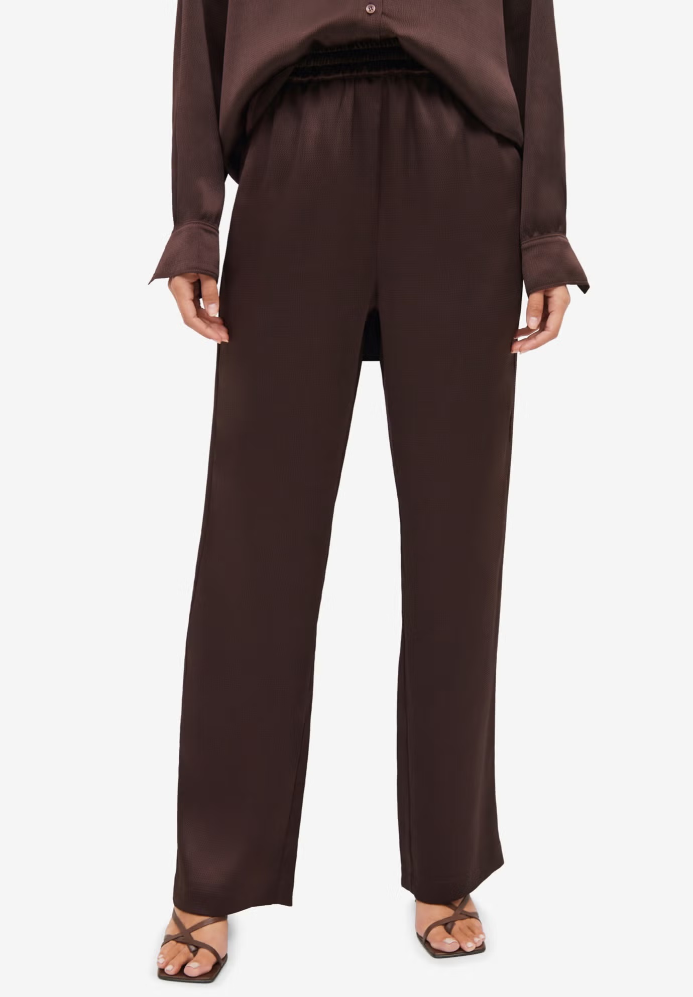 Satin Wide Leg Pull-On Pant