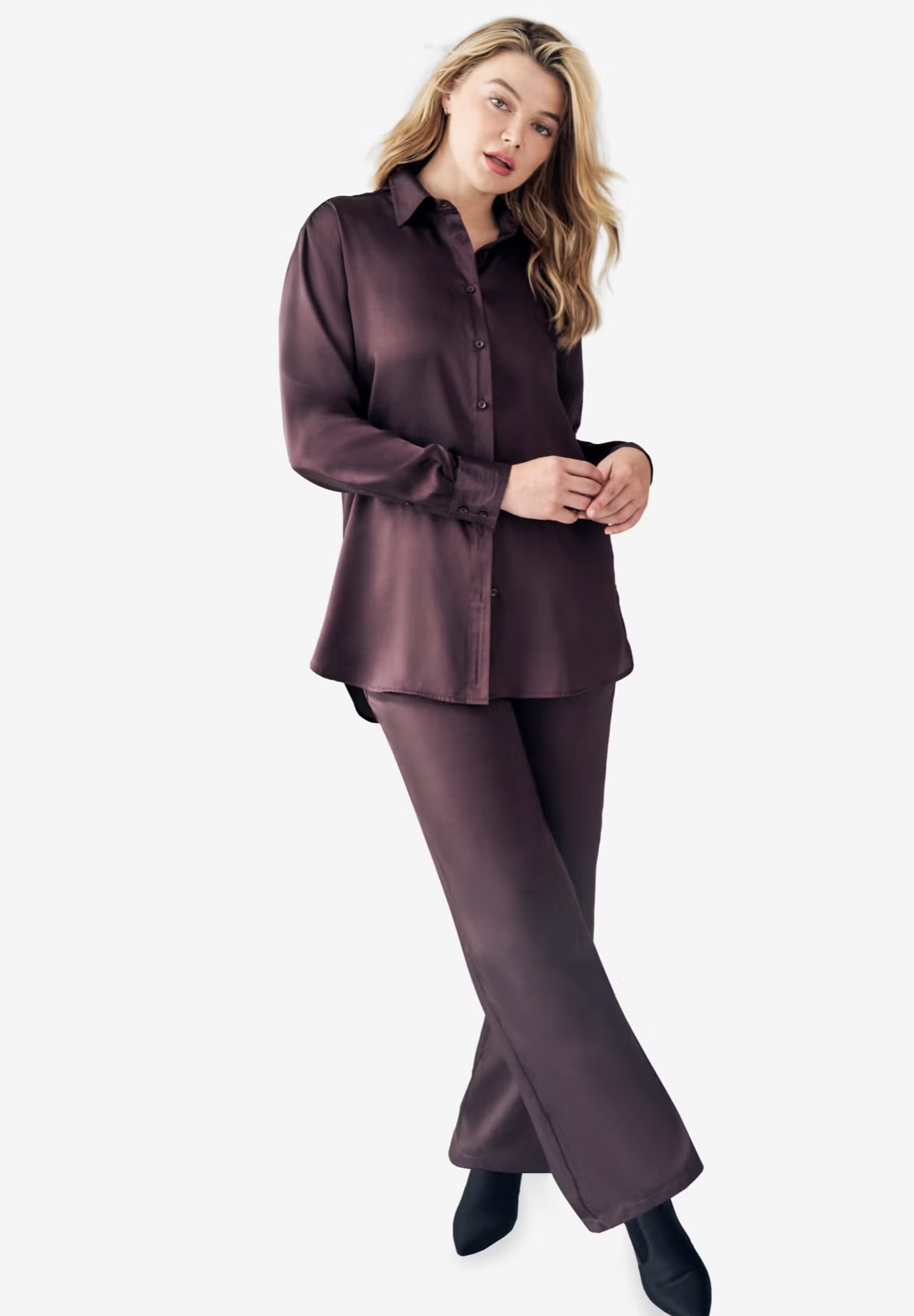 Satin Wide Leg Pull-On Pant 4 Satin Wide Leg Pull-On Pant
