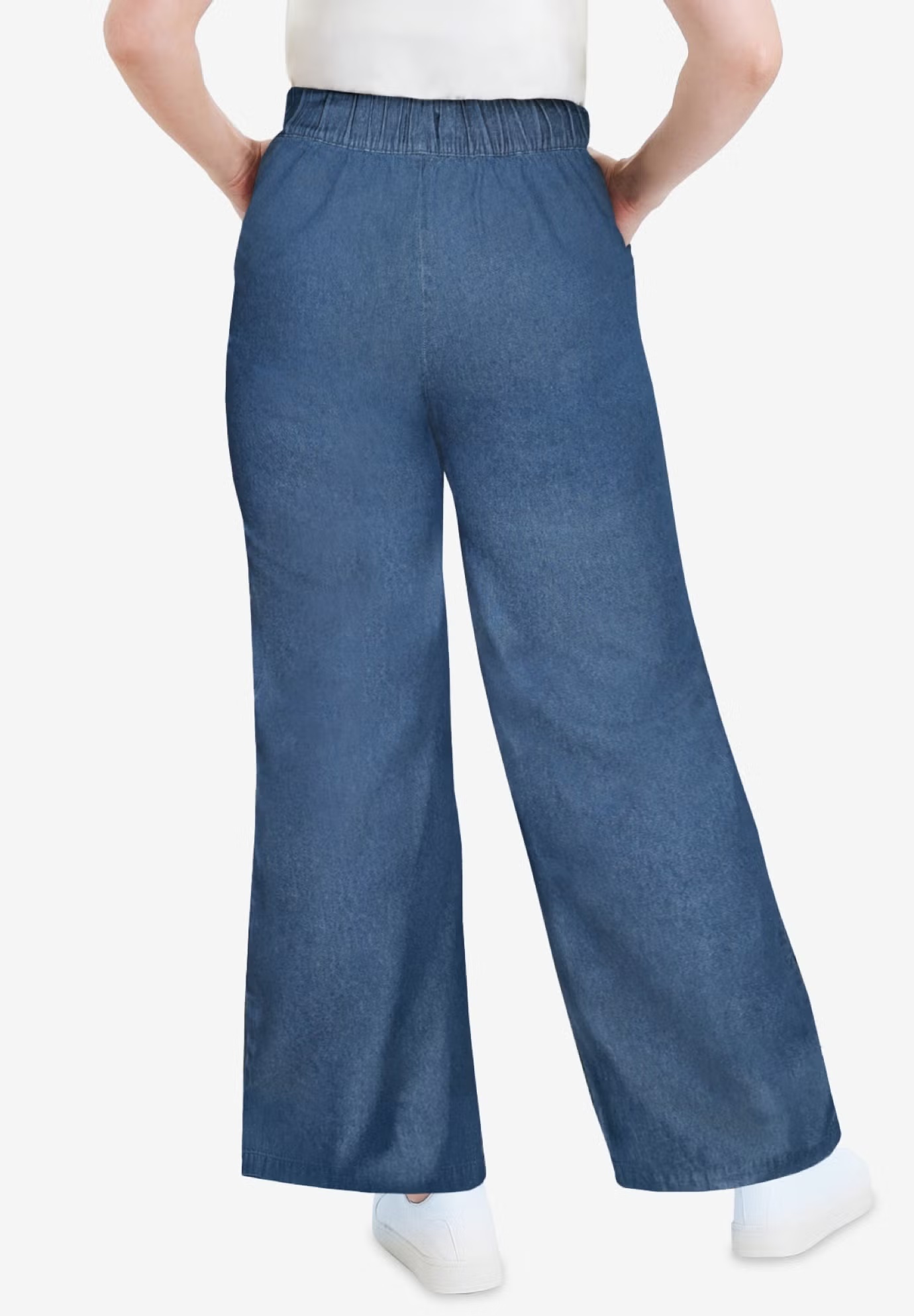 Drawstring Denim Wide-Leg Bottoms. 3 Drawstring Denim Wide-Leg Bottoms.