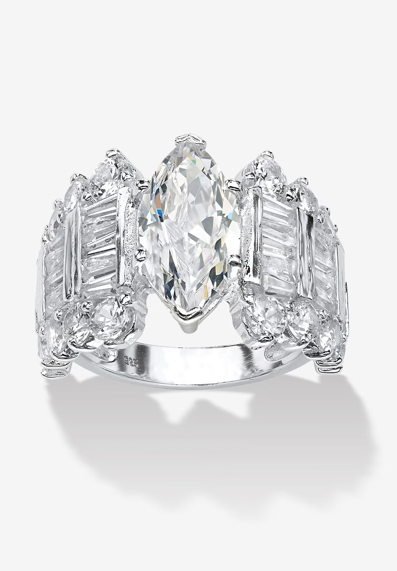 6.55 Tcw Marquise-Cut Cubic Zirconia Ring In .925 Sterling Silver