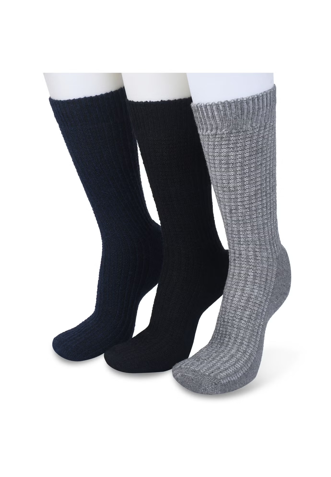 3 Pair Textured Wool Blend Socks