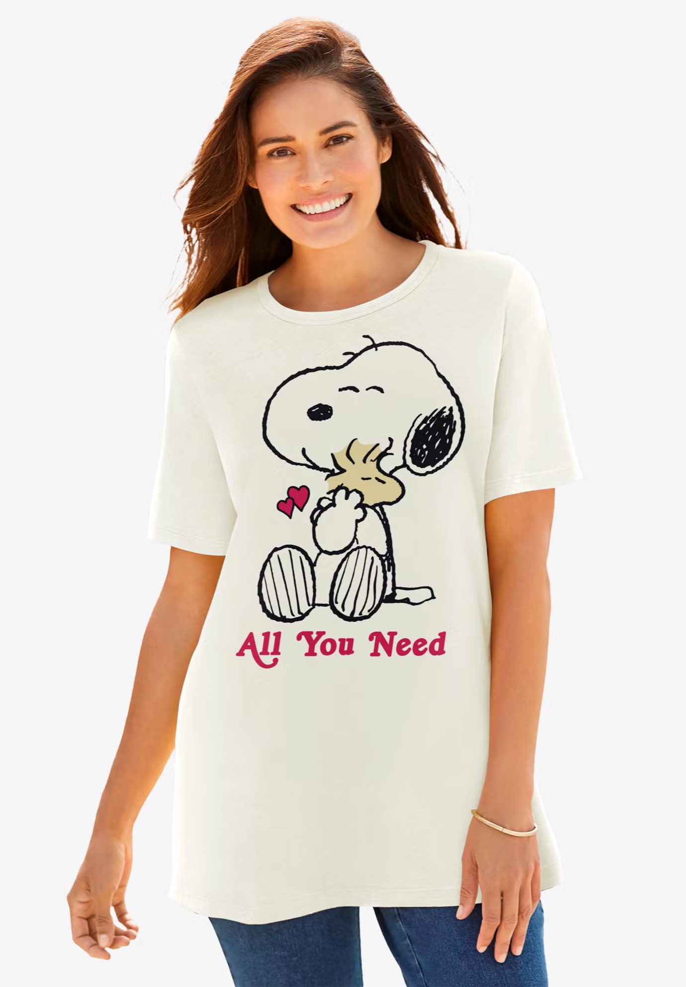 Peanuts Women&rsquo;s Short Sleeve Valentine&rsquo;s Day Snoopy Hug
