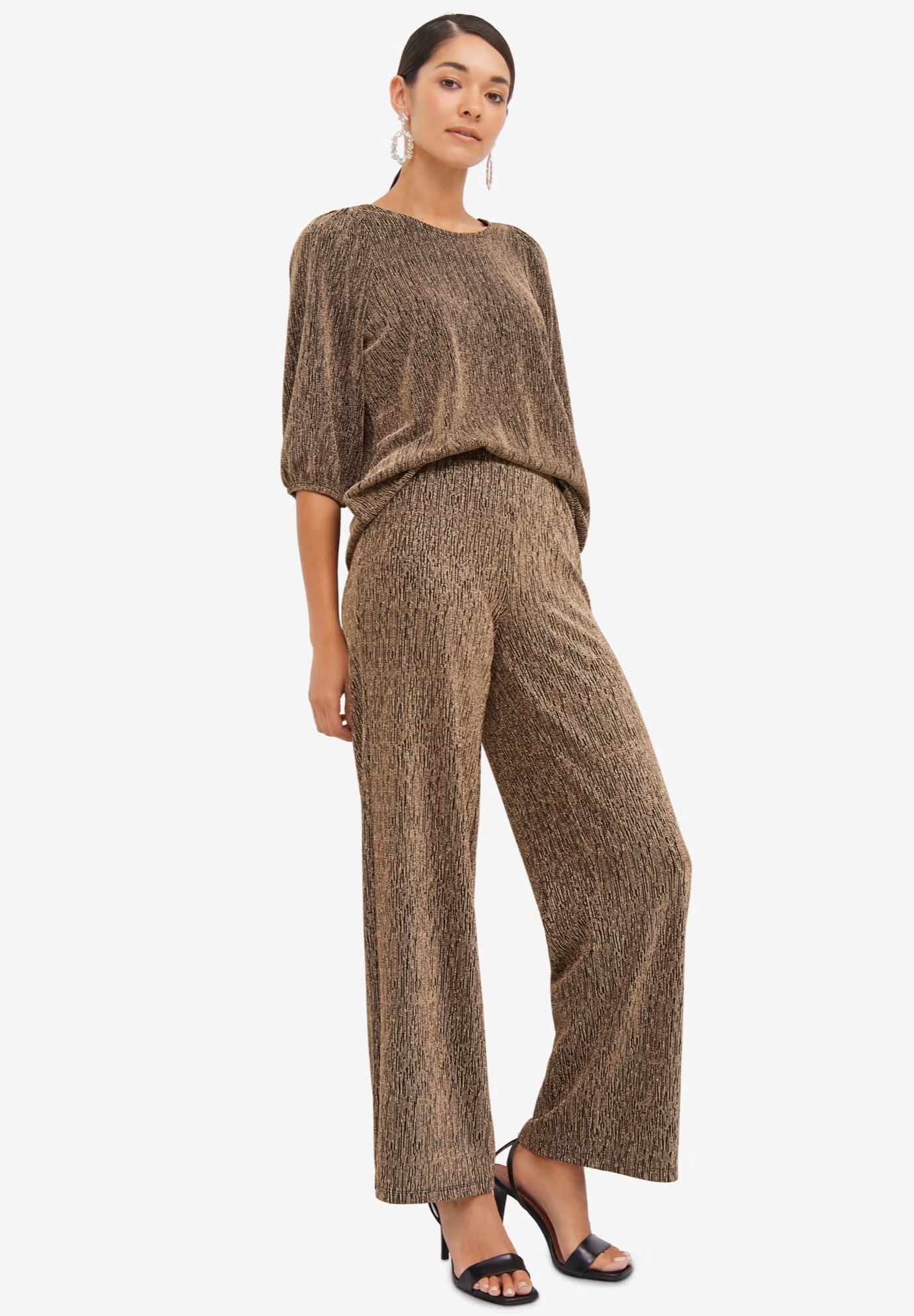 Metallic Blouson Sleeve Top