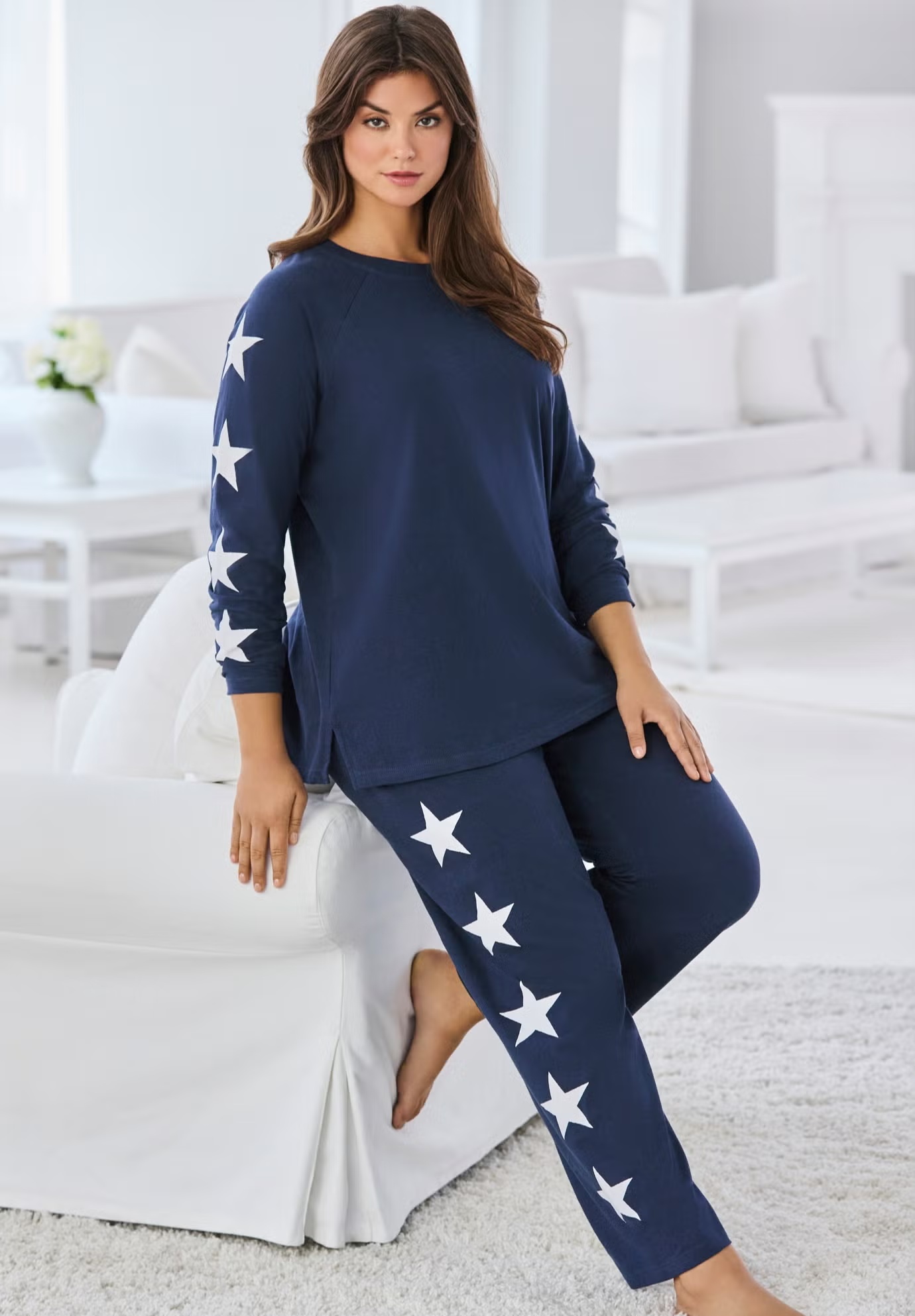 Dreams & Co? Side Print Pajama Set 7 Dreams & Co? Side Print Pajama Set
