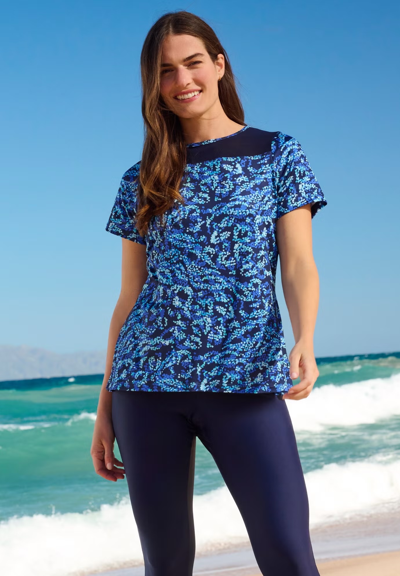 Mesh Yoke Swim Tee