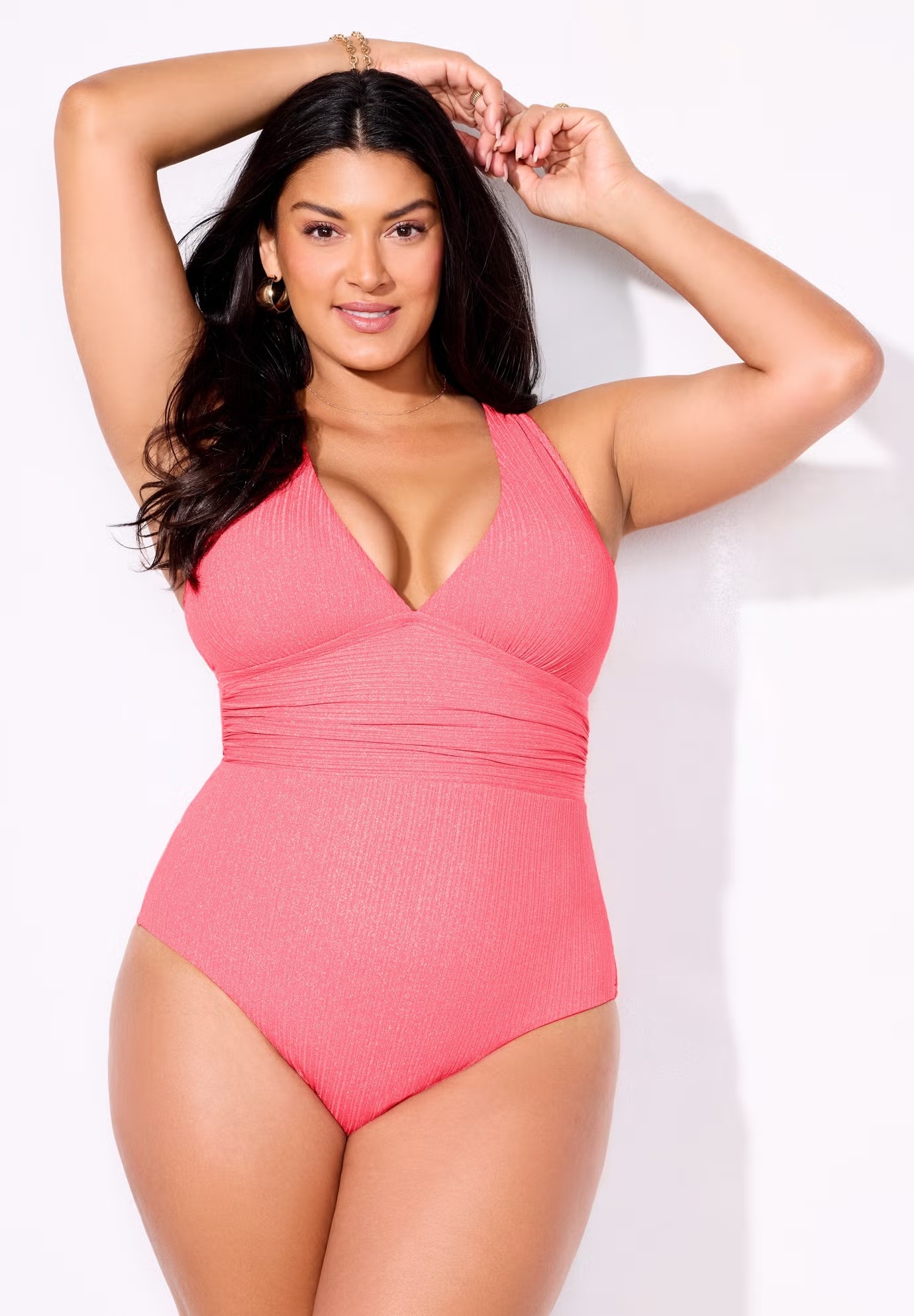 Sparkle Ribbed V-Neck One Piece Swimsuit 5 Sparkle Ribbed V-Neck One Piece Swimsuit