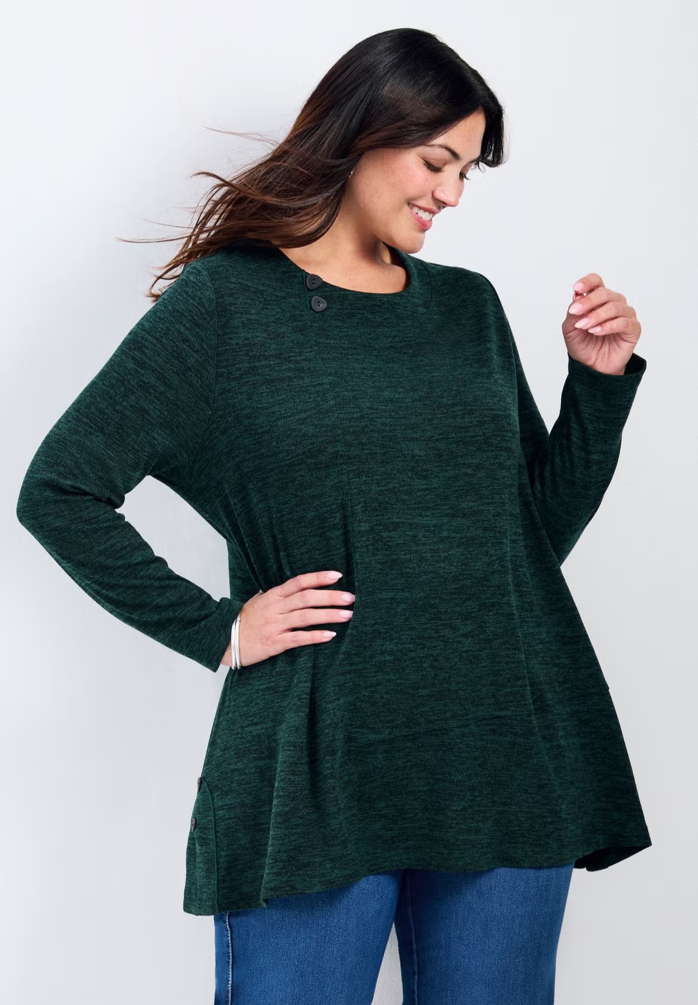 Ruby Button Detail Hacci Top