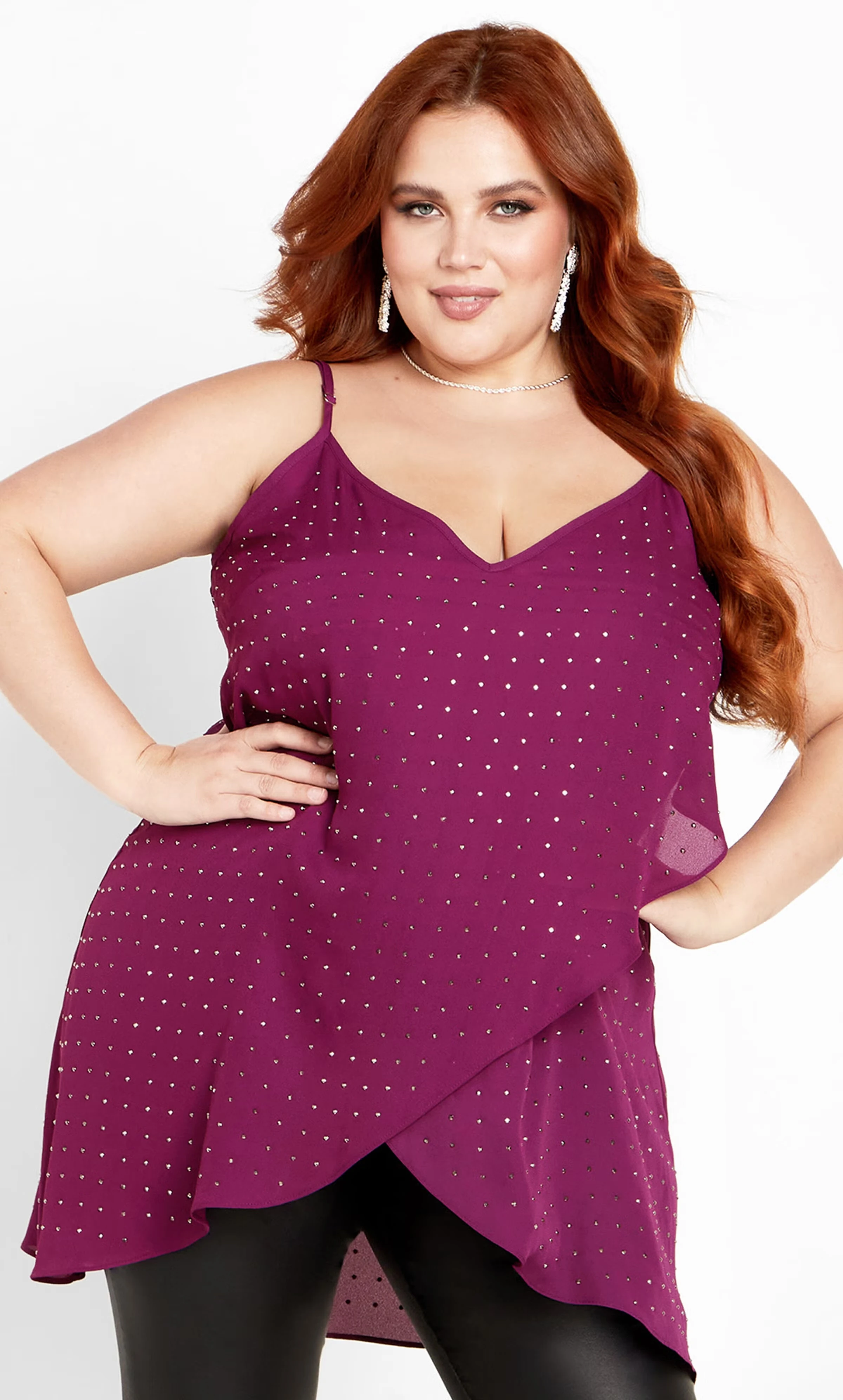Hi Lo Shine Cami - mulberry