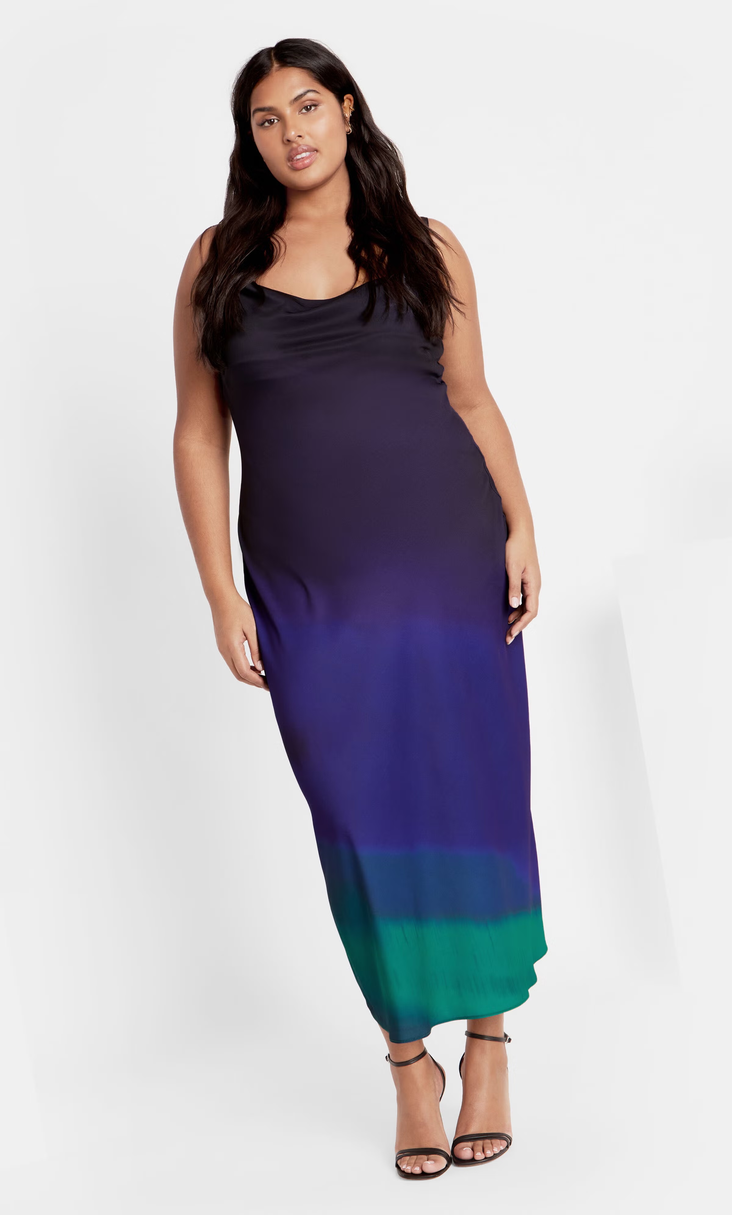 Ombre Cowl Dress - peacock