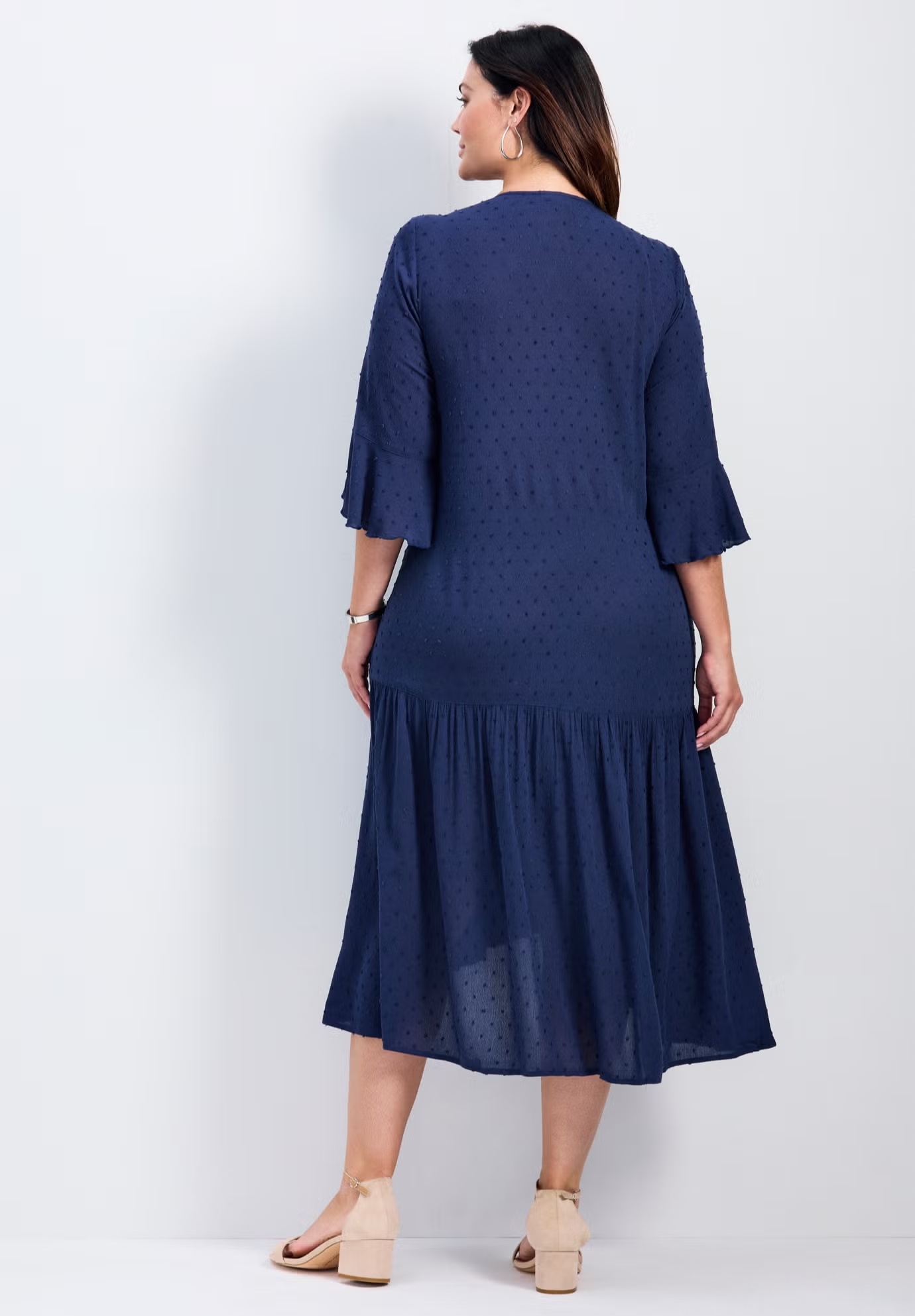 Vicki Textured Dobby Bell Sleeve Dress 3 Vicki Textured Dobby Bell Sleeve Dress
