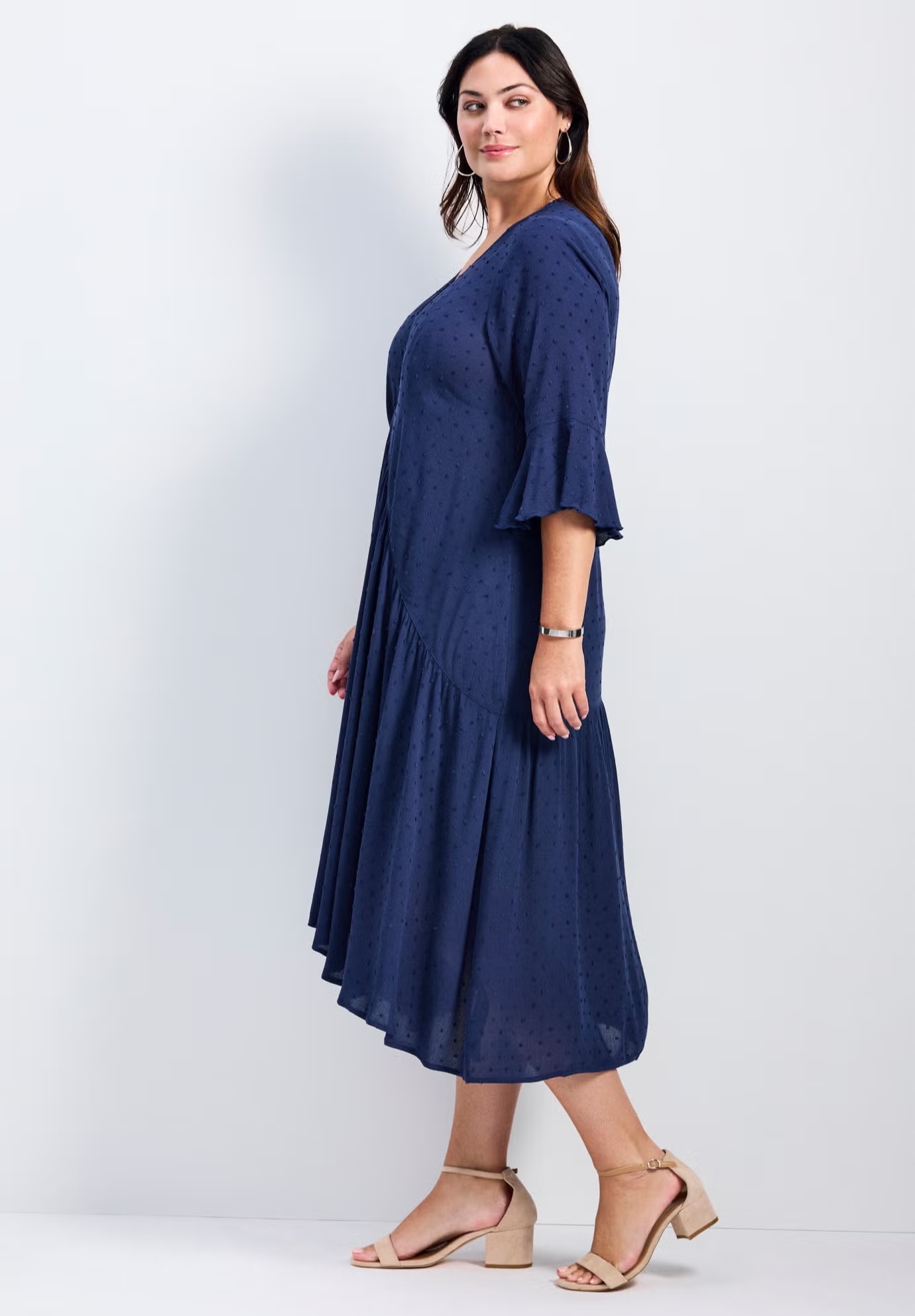 Vicki Textured Dobby Bell Sleeve Dress 4 Vicki Textured Dobby Bell Sleeve Dress