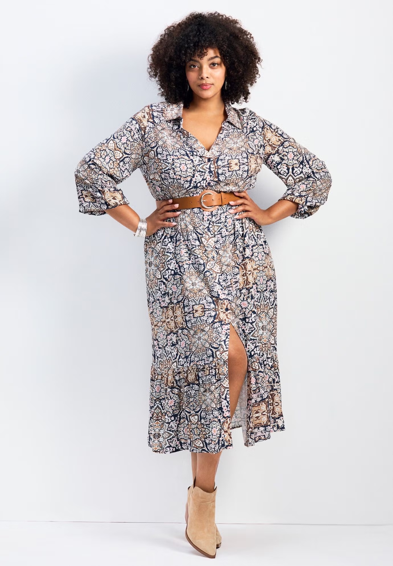 Averie Print Shirtdress With Belt