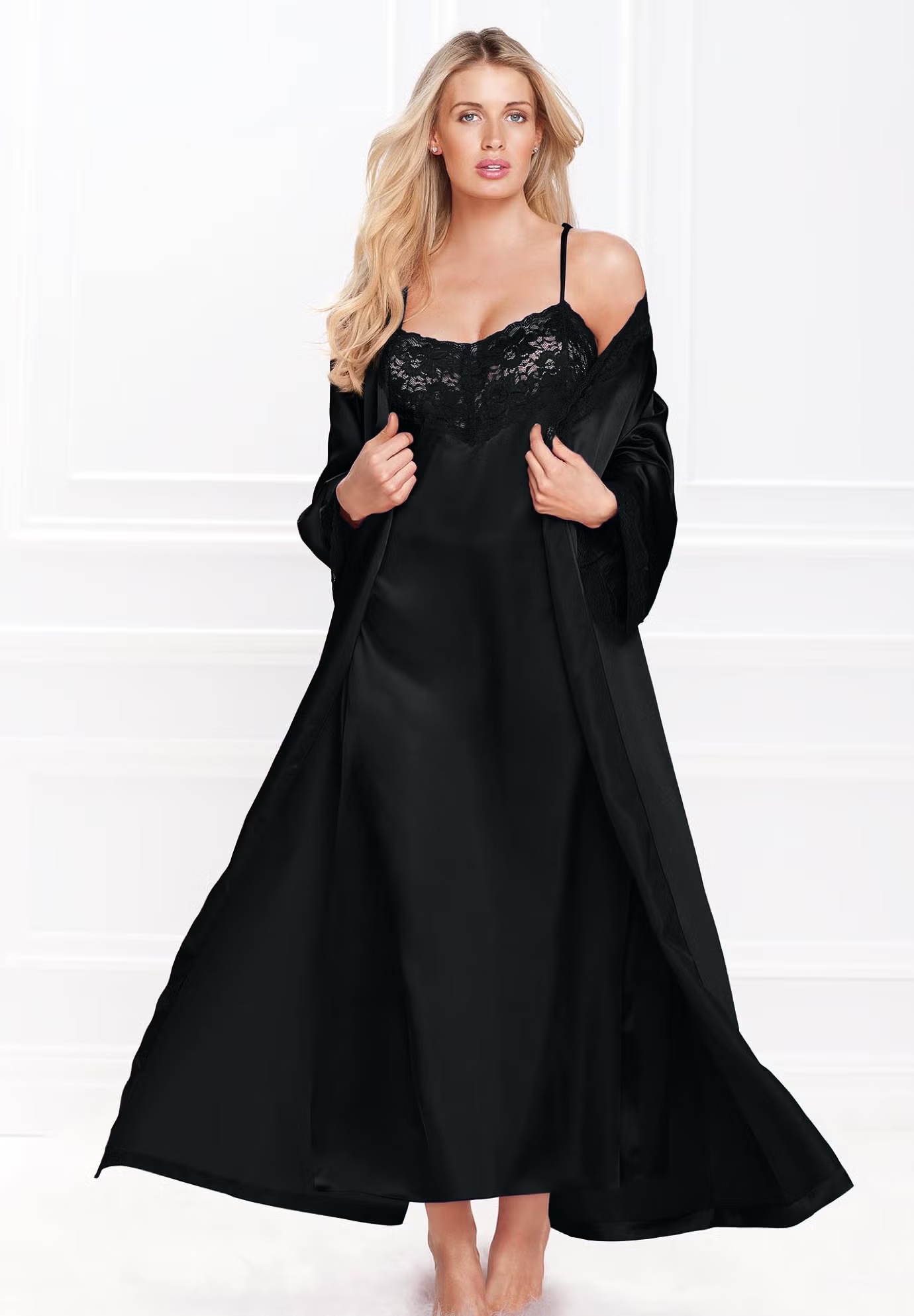 The Luxe Satin Long Peignoir Set