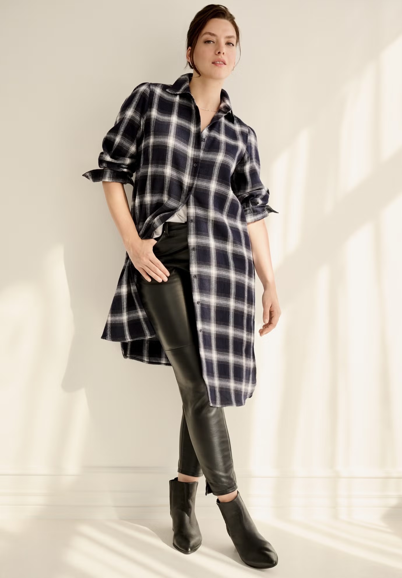 Flannel Button-Front Mega Tunic
