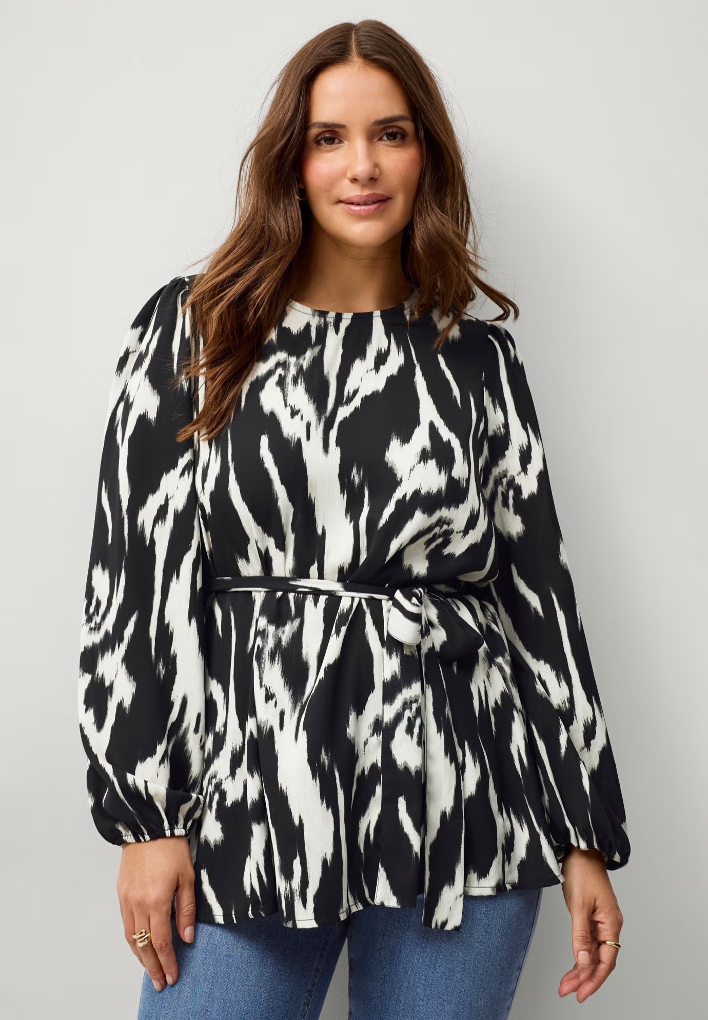 Blouson Sleeve Belted Tunic