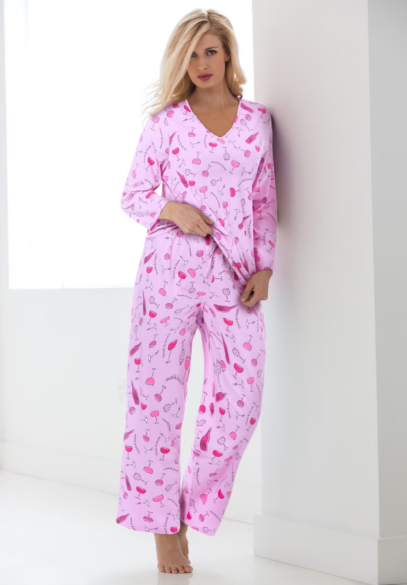 Avenue Body Three-Quarter Sleeve Pajama Set