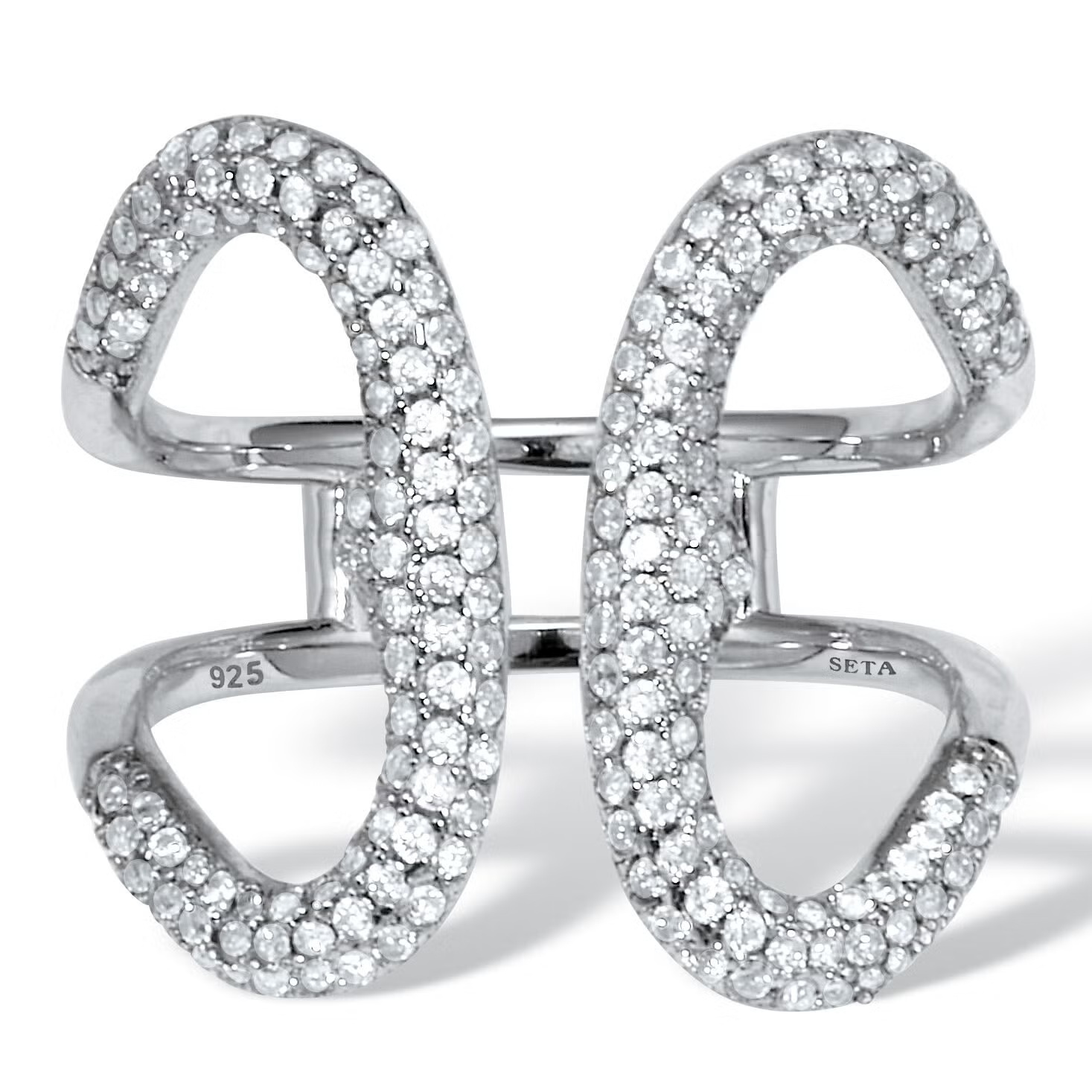 .84 TCW Round Cubic Zirconia Sterling Silver Open Loop Ring