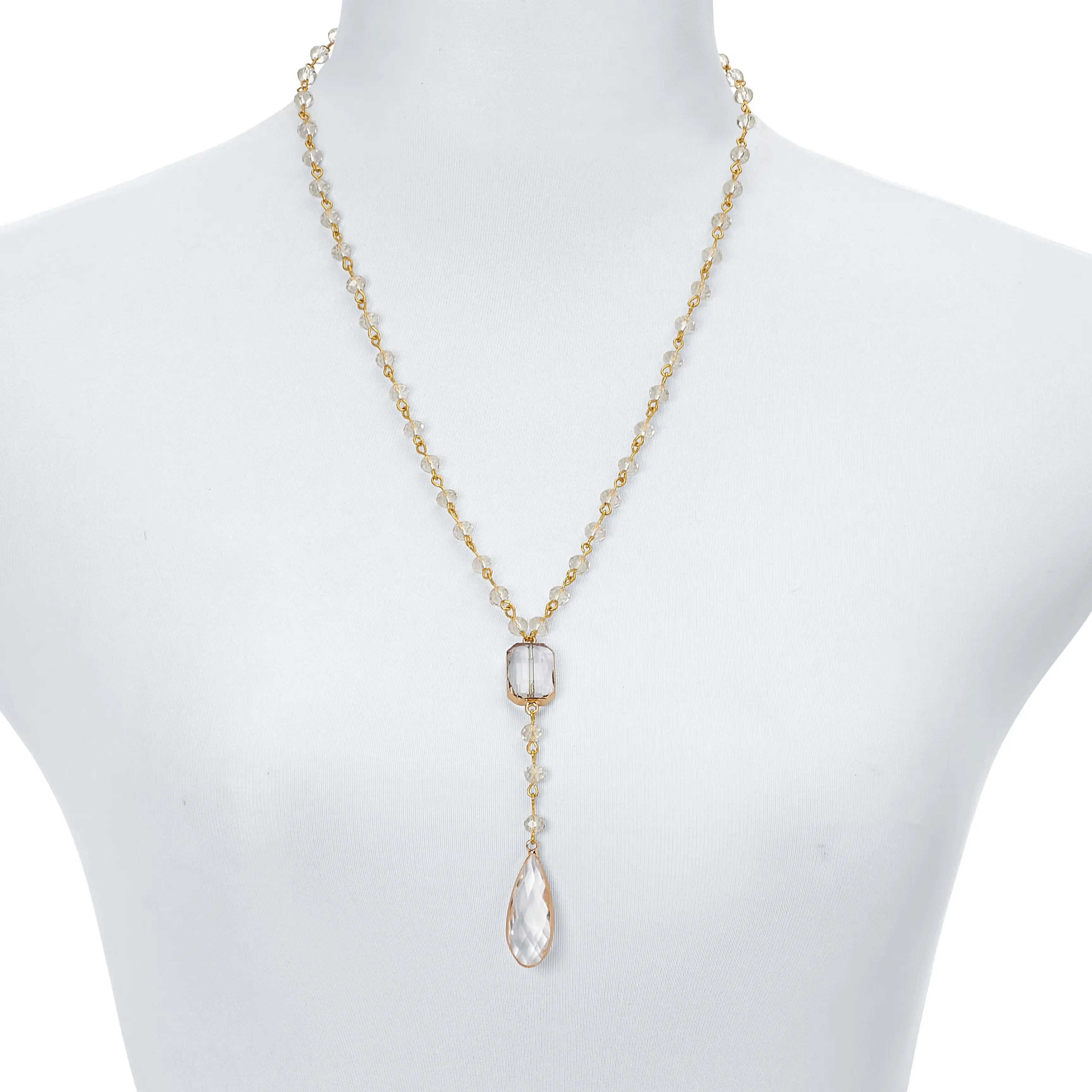 Crystal Goldtone Vintage-Inspired Necklace and Earring Set 6 Crystal Goldtone Vintage-Inspired Necklace and Earring Set