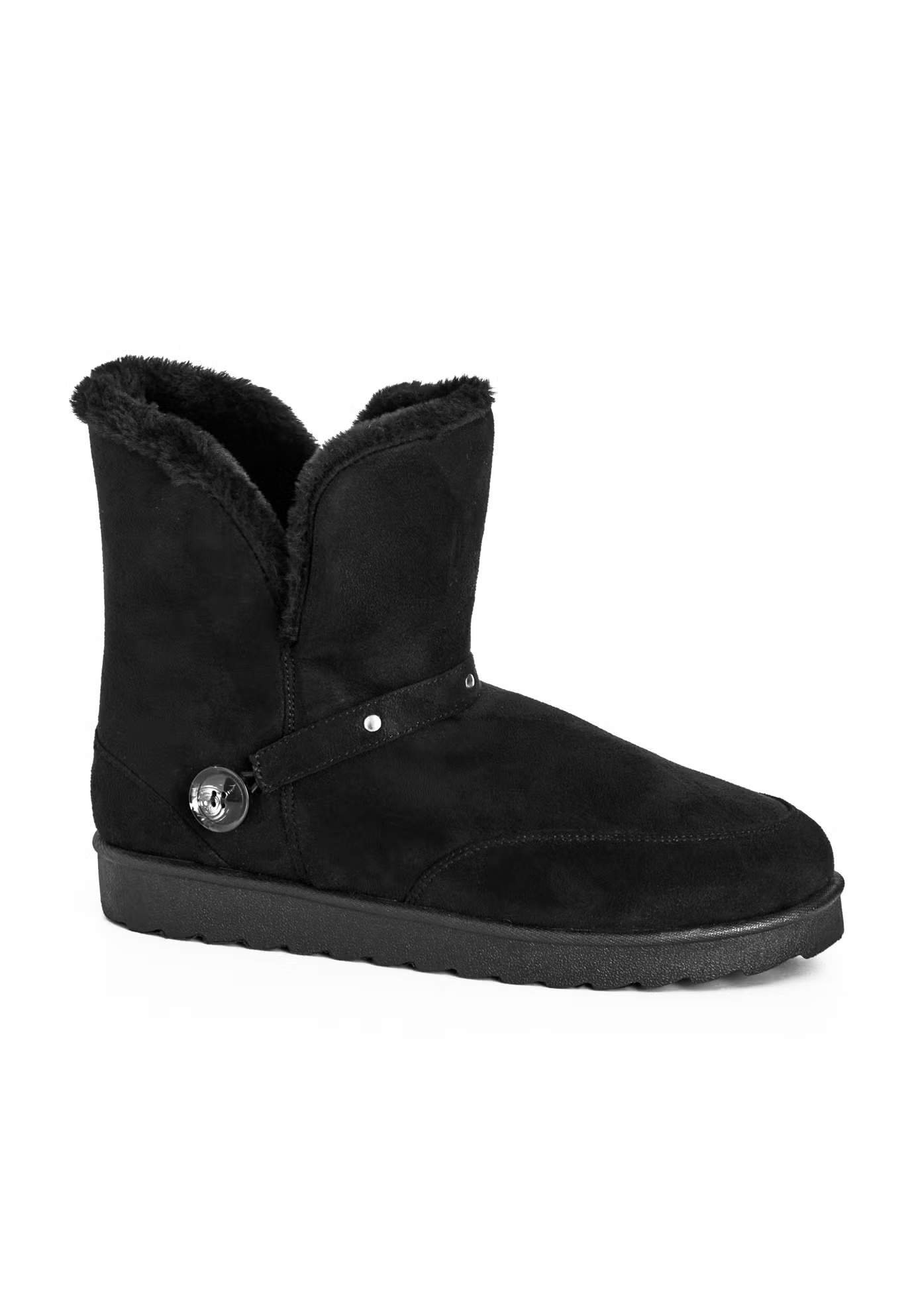 Faux Fur Slip On Buckle Bootie