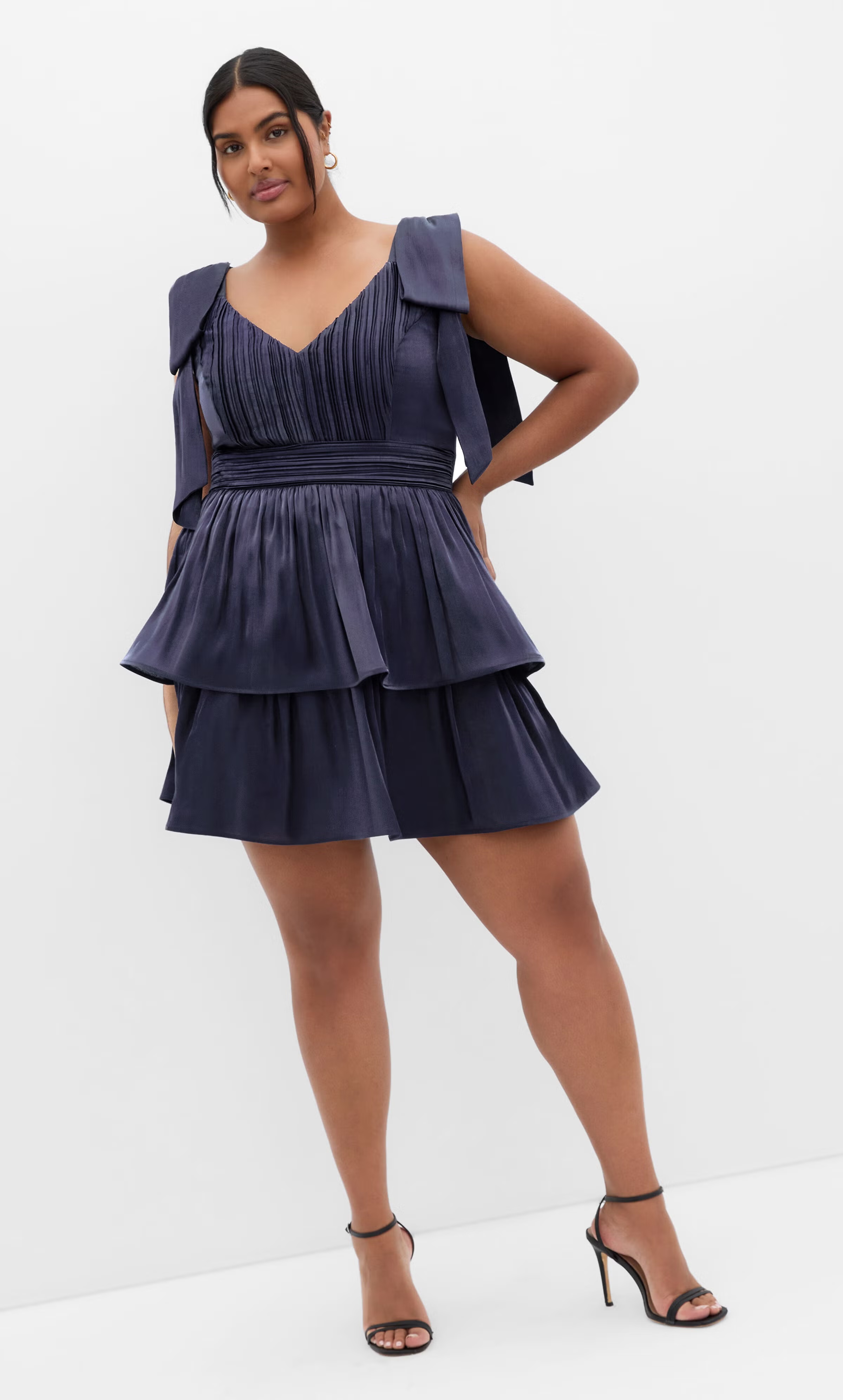 Betty Ruffle Mini Dress - navy