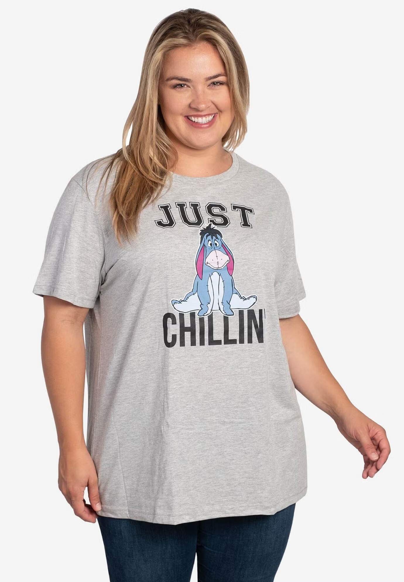 Disney Women's Winnie The Pooh Eeyore"Just Chillin" T-Shirt Gray