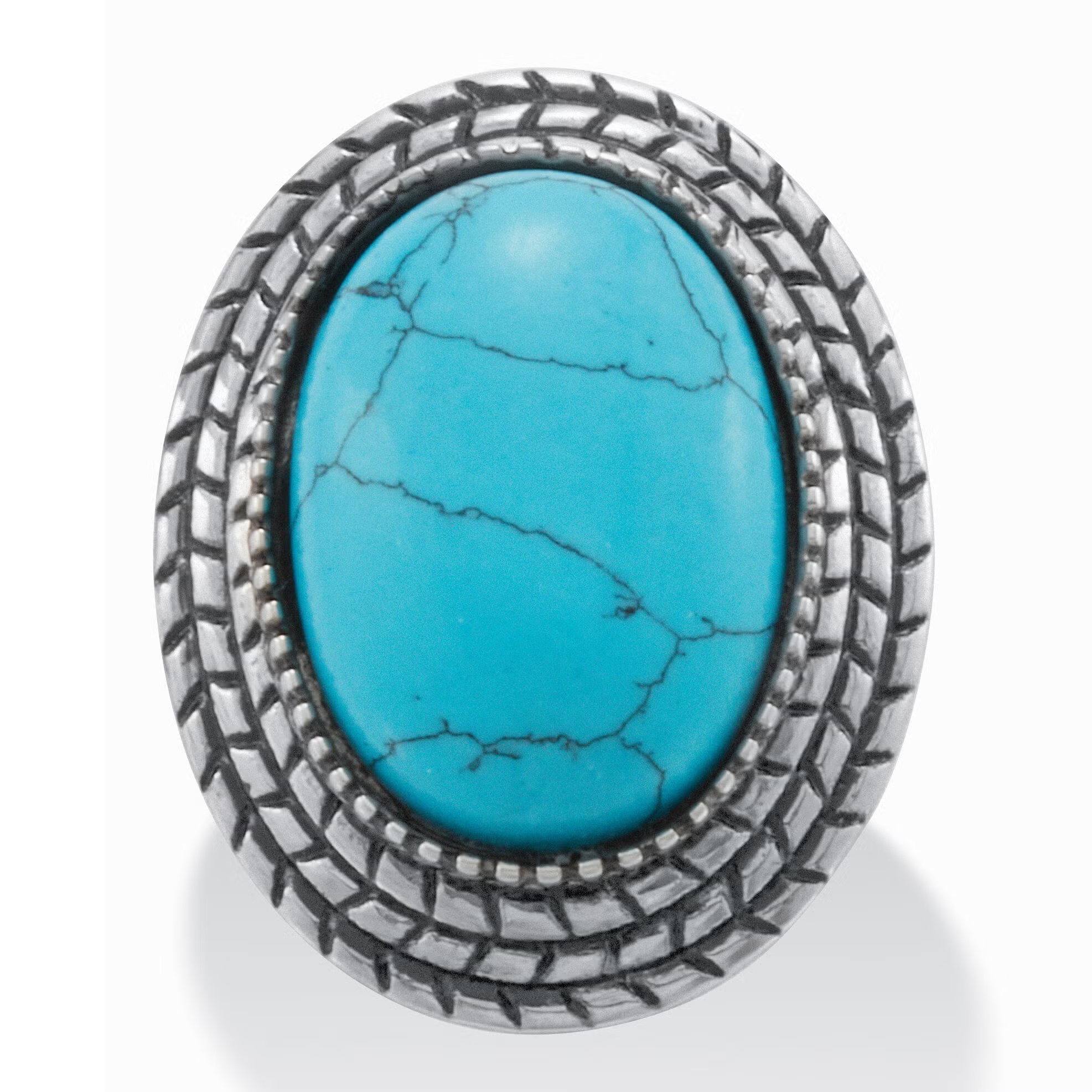 Stainless Steel Turquoise Boho Cocktail Ring