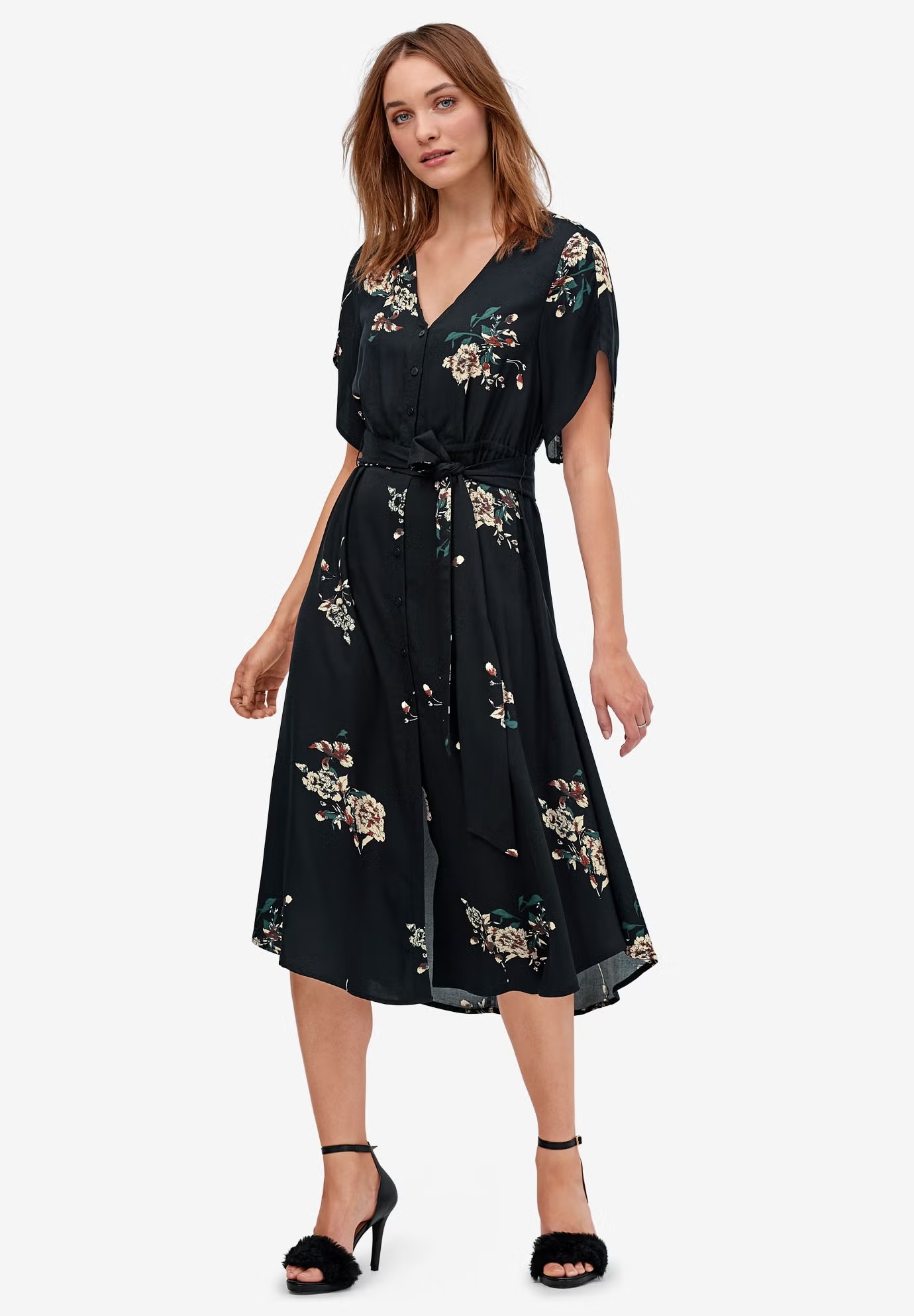 Keyhole-Back Button-Front Shirtdress