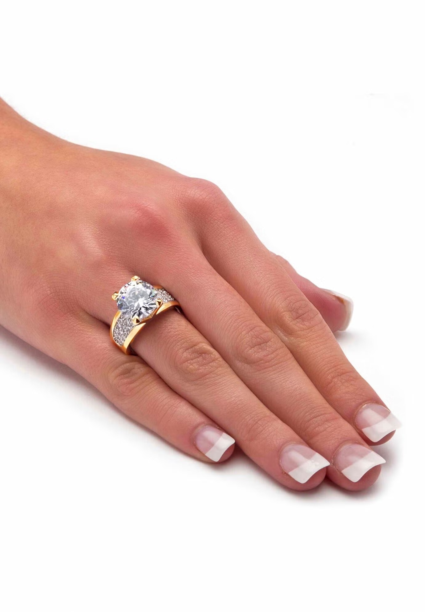 Yellow Gold-Plated Round Engagement Anniversary Ring Cubic Zirconia 4 Yellow Gold-Plated Round Engagement Anniversary Ring Cubic Zirconia