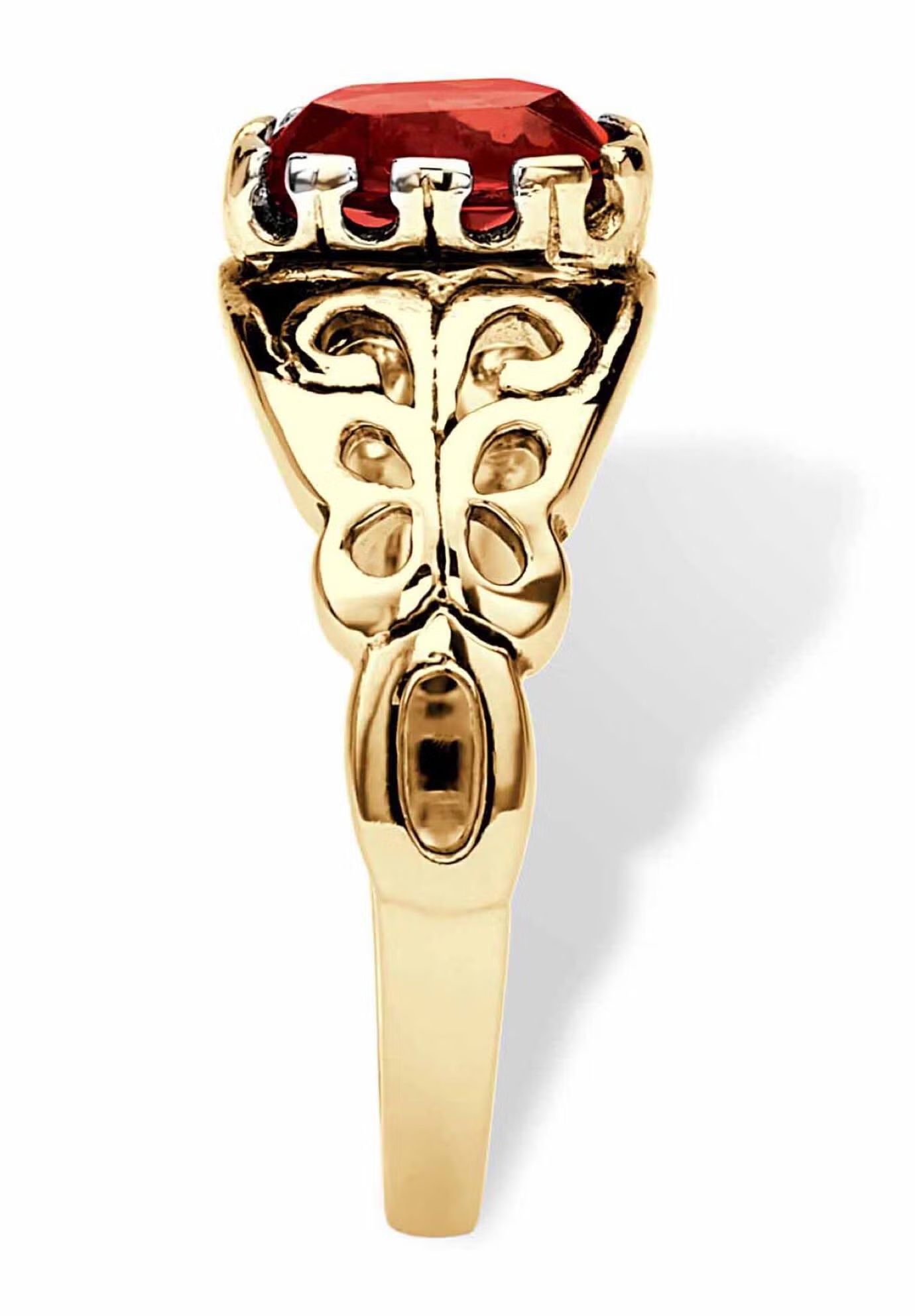 Gold over Sterling Silver Open Scrollwork Simulated Birthstone Ring 3 Gold over Sterling Silver Open Scrollwork Simulated Birthstone Ring