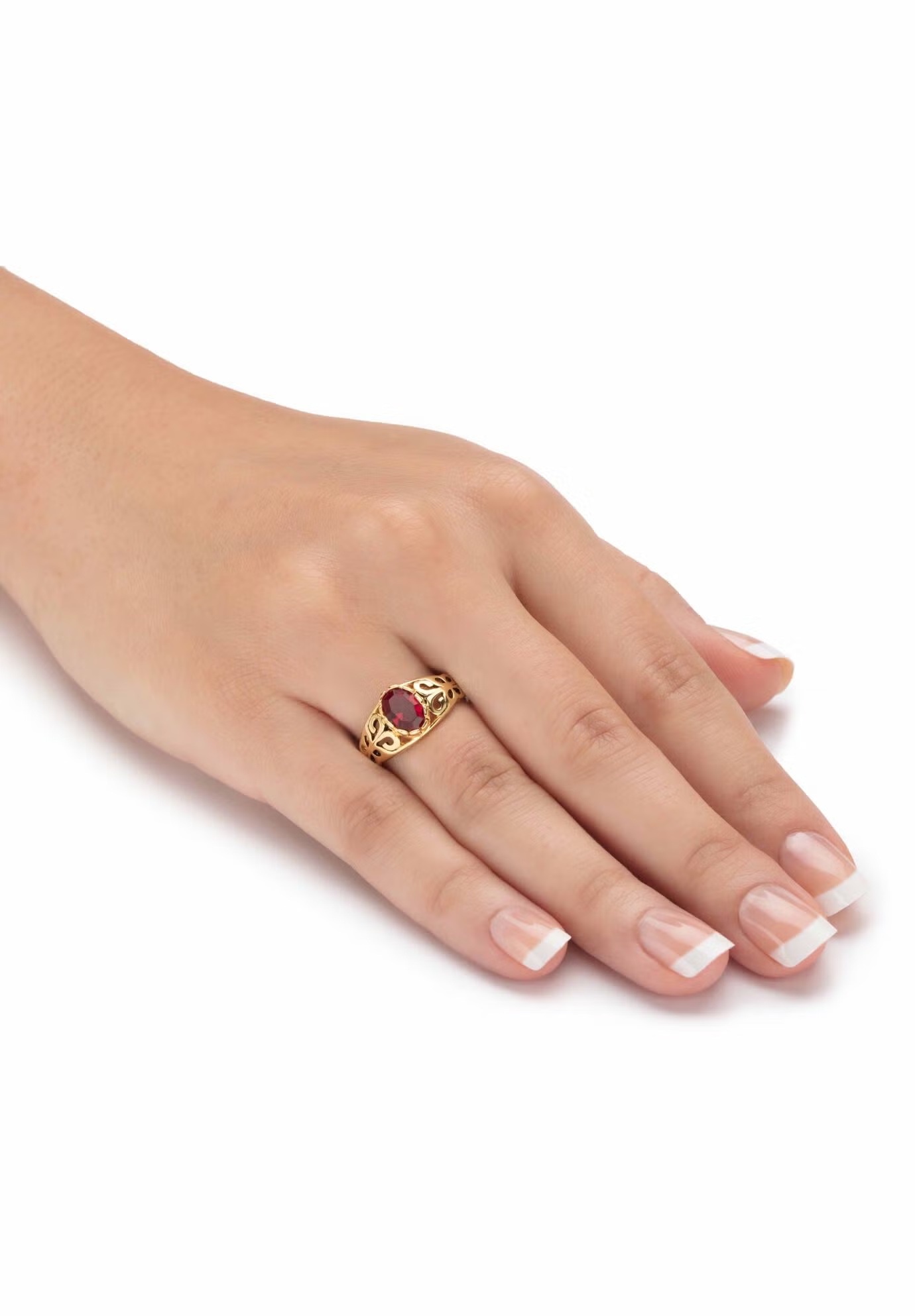 Gold over Sterling Silver Open Scrollwork Simulated Birthstone Ring 4 Gold over Sterling Silver Open Scrollwork Simulated Birthstone Ring
