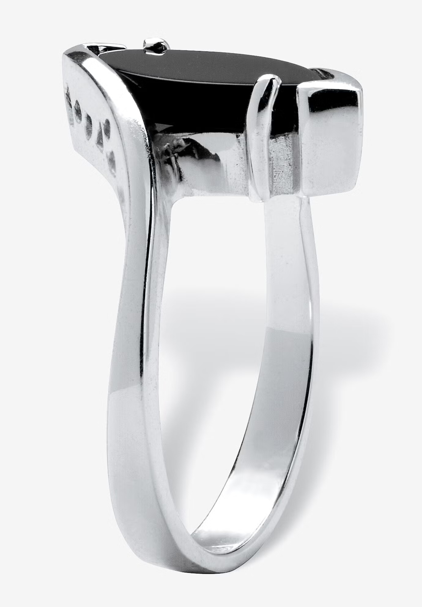 Sterling Silver Natural Black Onyx Marquise Shaped Bypass Ring 3 Sterling Silver Natural Black Onyx Marquise Shaped Bypass Ring