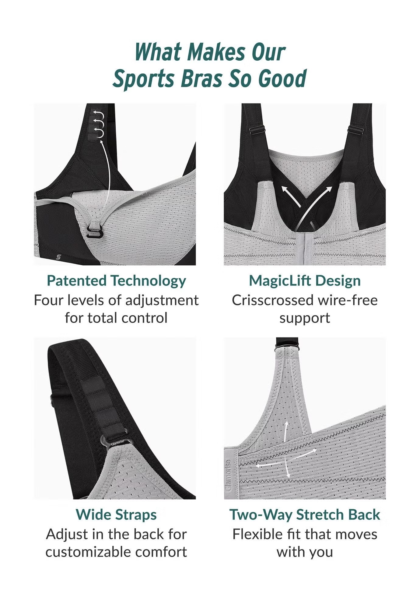 Full Figure Plus Size Custom Control Sports Bra Wirefree #1166 Bra 5 Full Figure Plus Size Custom Control Sports Bra Wirefree #1166 Bra