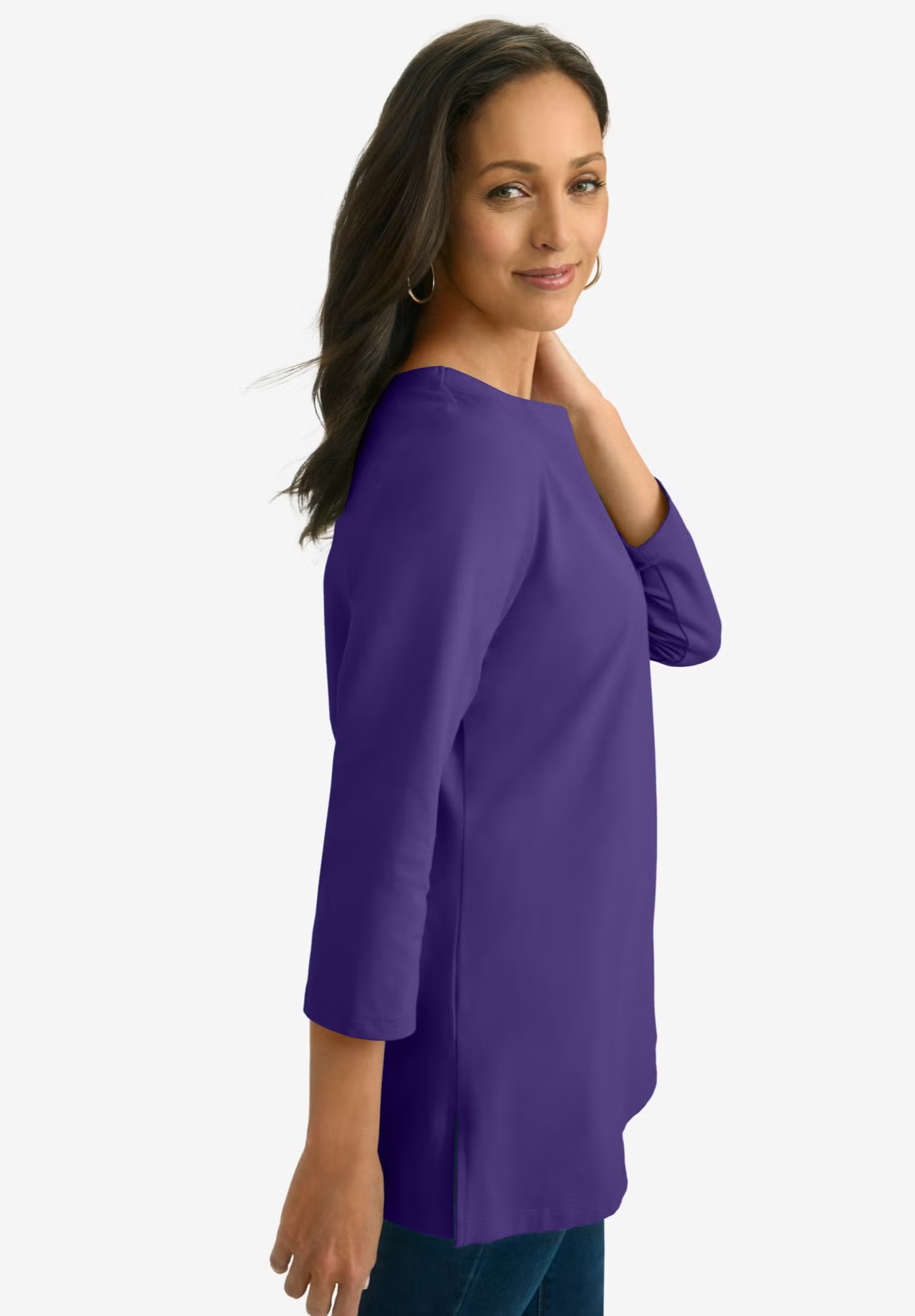Stretch Cotton Notch Neck Tunic 4 Stretch Cotton Notch Neck Tunic