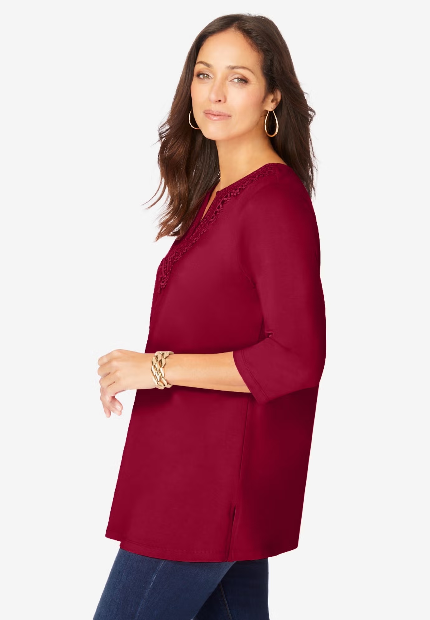 Stretch Cotton Notch Neck Tunic 6 Stretch Cotton Notch Neck Tunic