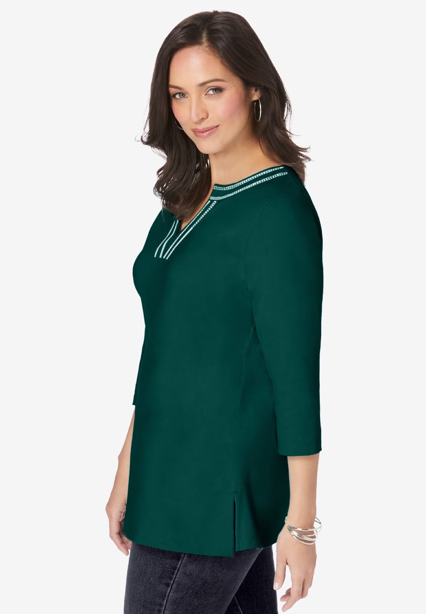 Stretch Cotton Notch Neck Tunic 7 Stretch Cotton Notch Neck Tunic