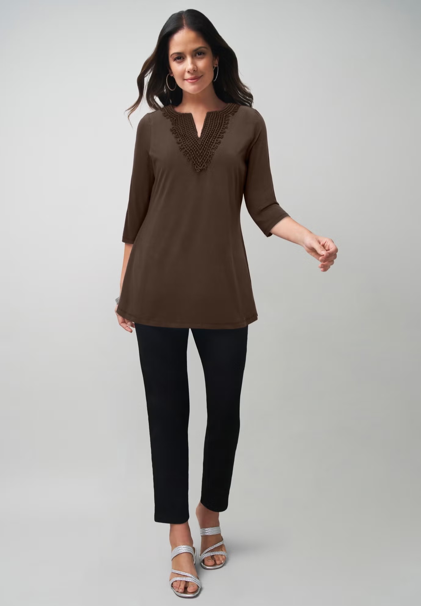 Stretch Cotton Notch Neck Tunic 8 Stretch Cotton Notch Neck Tunic
